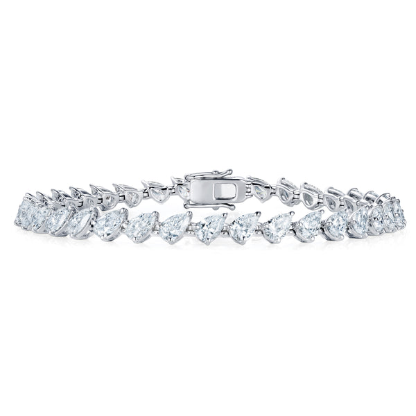 LUXE 8.00ct Lab Diamond Tennis Bracelet with IGI Certified Pear-Cut Diamonds in 18K White Gold